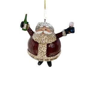 I Believe in Wine Santa Ornament Dangly Legs Christmas Tree Holiday Decoration